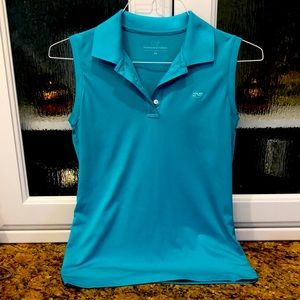 Vineyard Vines collared sleeveless performance top. Size xs aqua blue